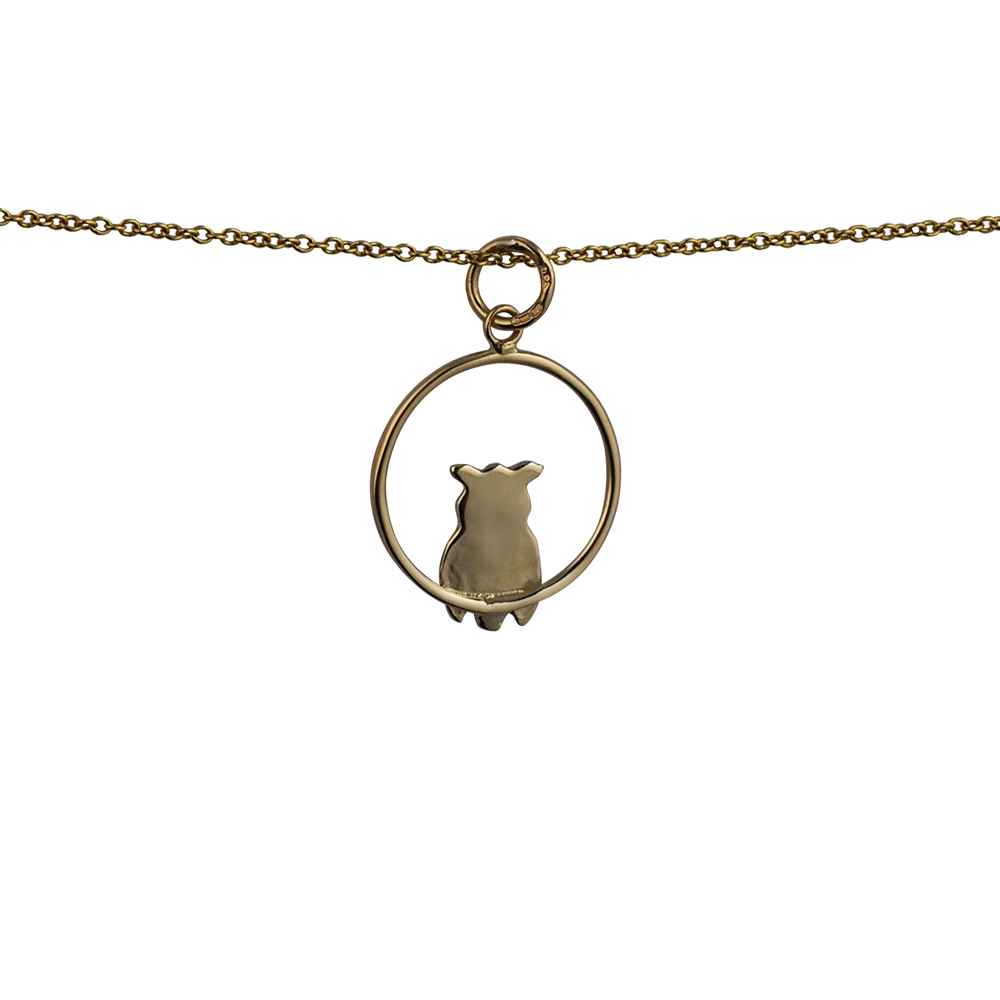 9ct Gold 18x19mm Owl in a circle Pendant with a 1.1mm wide cable Chain 16 inches Only Suitable for Children - Image 2