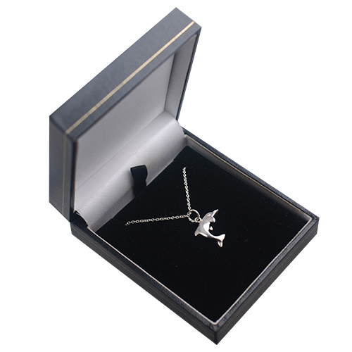 Silver 14x17mm leaping Dolphin Pendant with a 1mm wide rolo Chain 16 inches Only Suitable for Children - Image 3