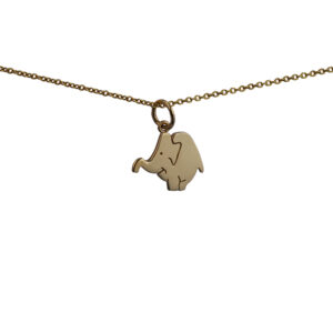 9ct Gold 16x13mm Elephant Pendant with a 1.1mm wide cable Chain 16 inches Only Suitable for Children