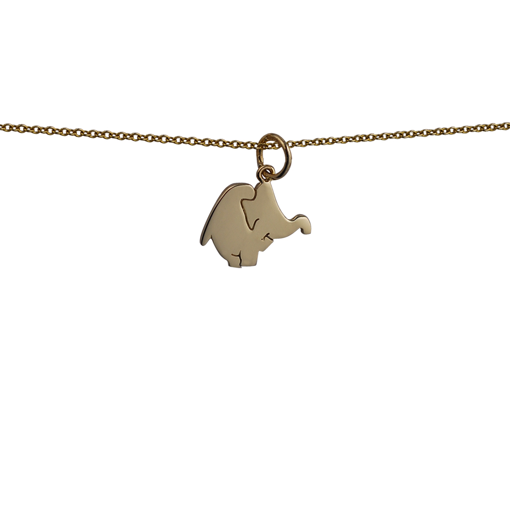 9ct Gold 16x13mm Elephant Pendant with a 1.1mm wide cable Chain 18 inches - Image 2