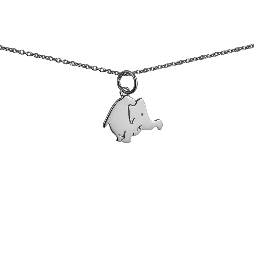 Silver 16x13mm Elephant Pendant with a 1mm wide rolo Chain 22 inches - Image 2