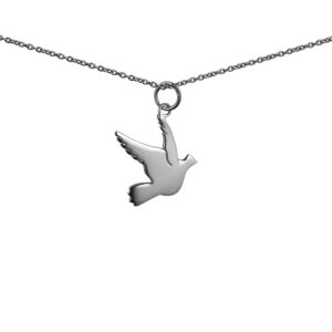 Silver 17x19mm Bird Pendant with a 1mm wide rolo Chain 14 inches Only Suitable for Children