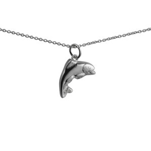 Silver 19x14mm Fish Pendant with a 1mm wide rolo Chain