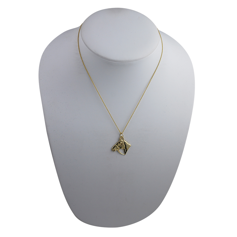 9ct Gold 23x20mm Horse Head Pendant with a 1.1mm wide cable Chain 16 inches Only Suitable for Children - Image 3