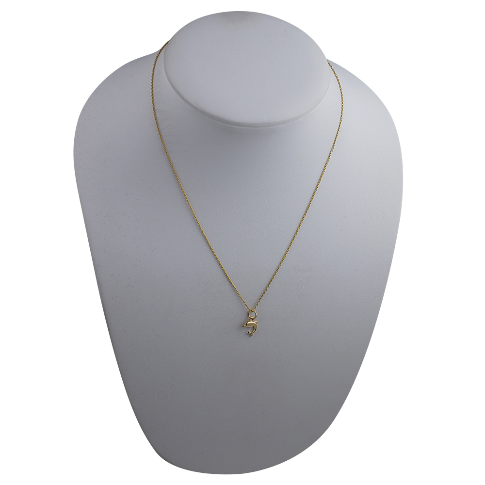9ct Gold 11x11mm Dolphin Pendant with a 1.1mm wide cable Chain - Image 3