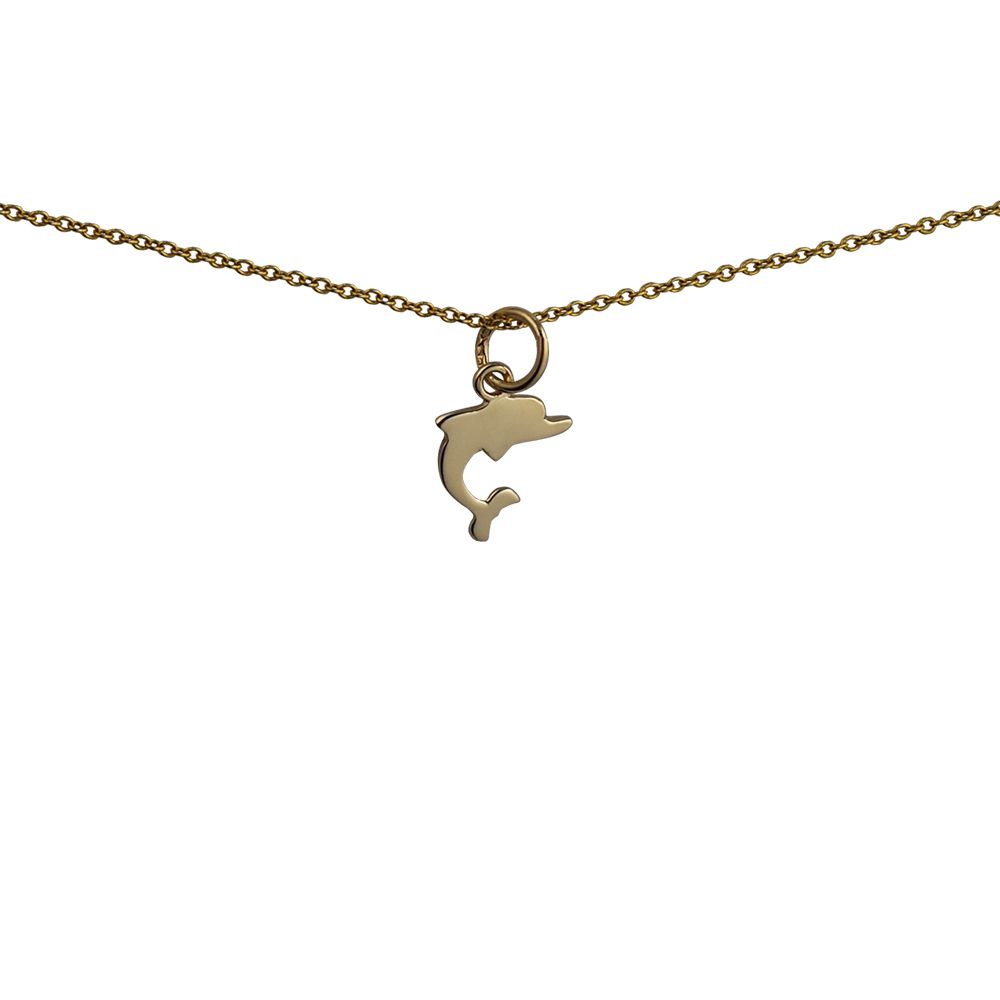 9ct Gold 11x11mm Dolphin Pendant with a 1.1mm wide cable Chain 16 inches Only Suitable for Children - Image 2