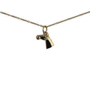 9ct Gold 8x10mm Horse Head Pendant with a 1.1mm wide cable Chain