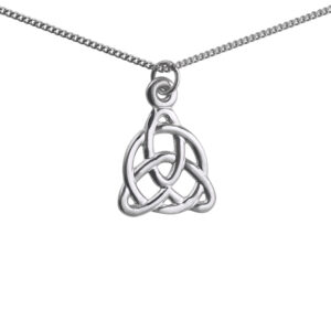 Silver 19x18mm celtic Trinity knot design Pendant with a 1.3mm wide curb Chain