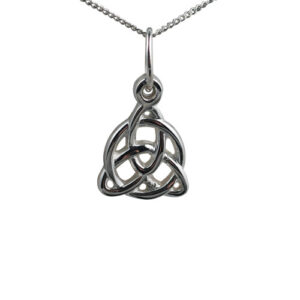 Silver 19x18mm celtic Trinity knot design Pendant with a 1.3mm wide curb Chain