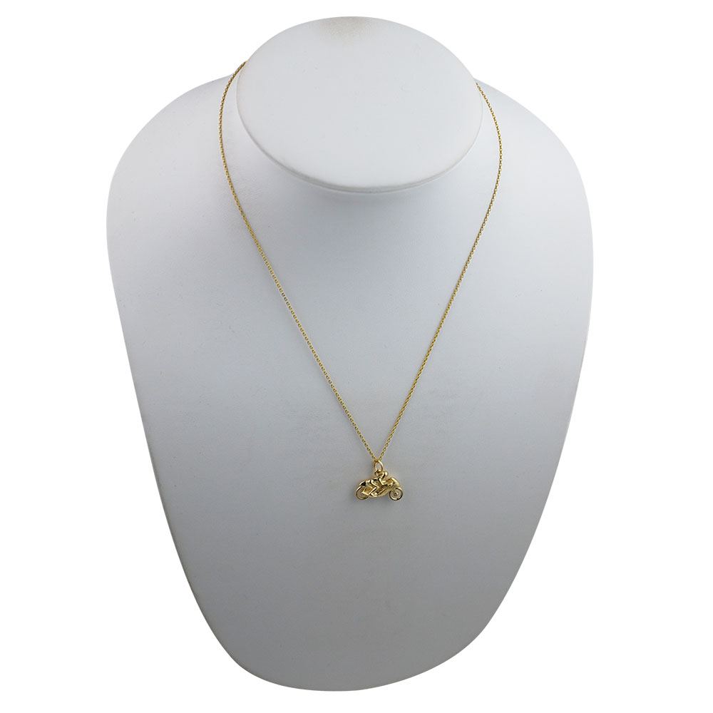 9ct Gold 20x14mm Motorbike and Rider Pendant with a 1.1mm wide cable Chain 18 inches - Image 3
