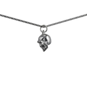 Silver 10x11mm Skull Pendant with a 1.3mm wide curb Chain