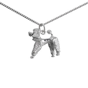 Silver 16x19mm Poodle Pendant with a 1.3mm wide curb Chain