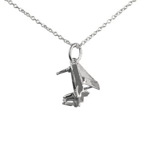 Silver 12x8mm open Grand piano Pendant with a 1mm wide rolo Chain