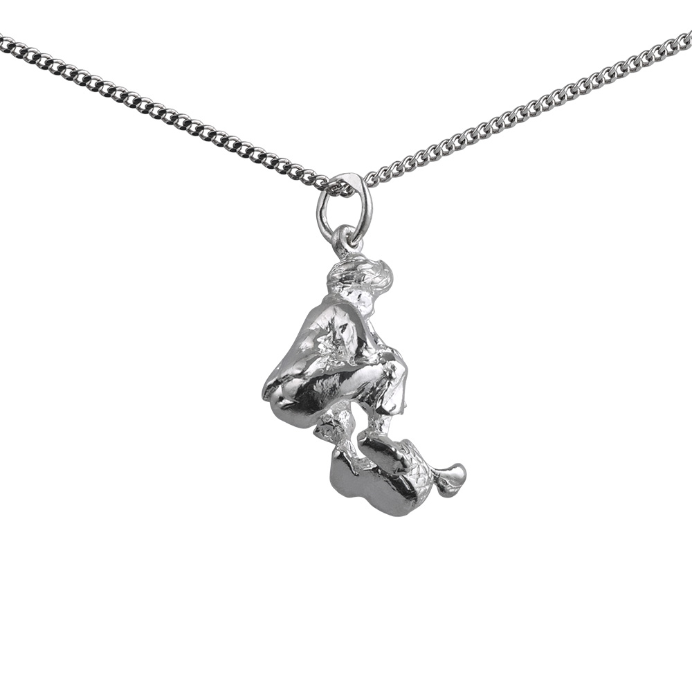Silver 22x16mm Snake Charmer Pendant with a 1.3mm wide curb Chain 18 inches - Image 2