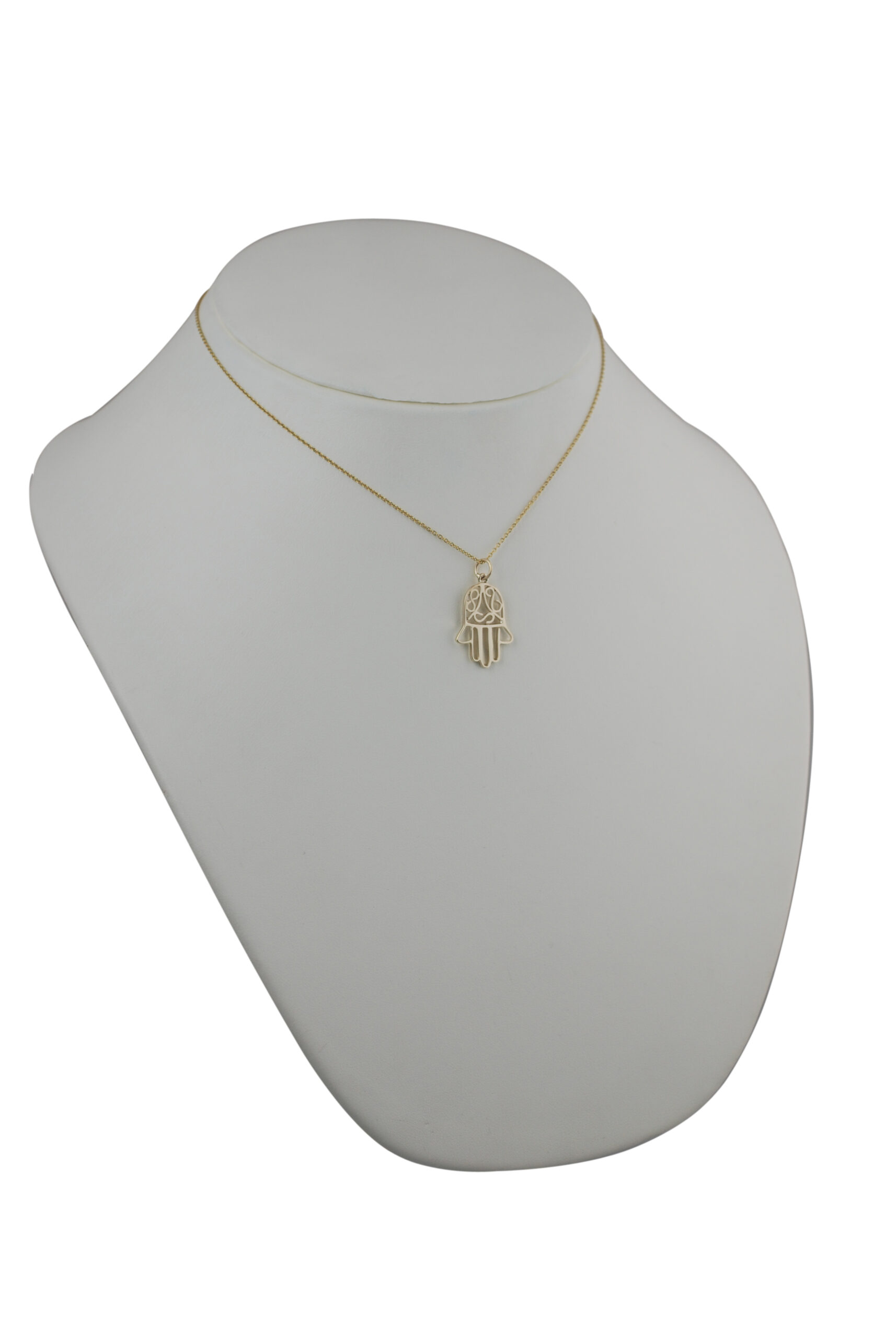 9ct Gold 24x12mm Hand of Fatima Pendant with a 1.1mm wide cable Chain 16 inches - Image 4