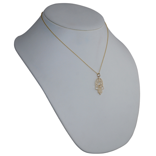 9ct Gold 29x18mm Hand of Fatima Pendant with a 1.1mm wide cable Chain 18 inches - Image 4