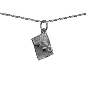 Silver 12x13mm Magic Carpet Pendant with a 1mm wide rolo Chain 20 inches
