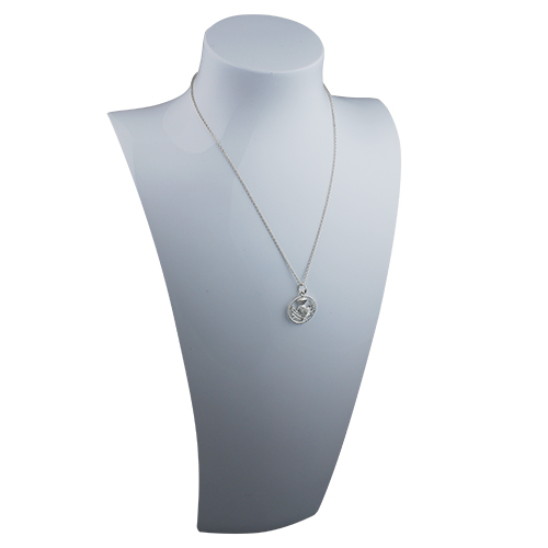 Silver 17mm Scottish Thistle Pendant with a twisted wire surround in a circle with a 1mm wide rolo Chain 14 inches Only Suitable for Children - Image 3