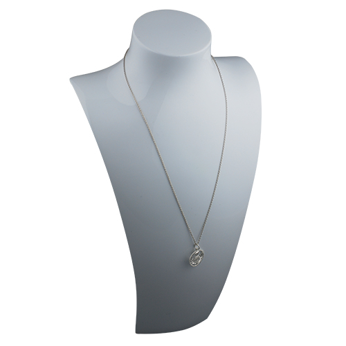Silver 17mm Scottish Thistle Pendant with a twisted wire surround in a circle with a 1mm wide rolo Chain - Image 3