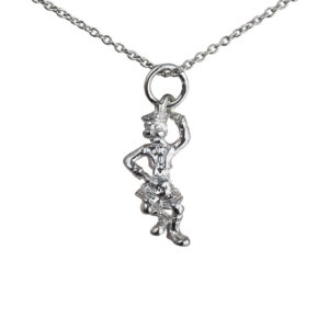 Silver 19x9mm Scottish Dancer Pendant with a 1mm wide rolo Chain