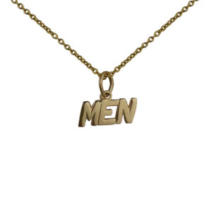 9ct Gold 6x8mm 'Men' Pendant with a 1.1mm wide cable Chain 18 inches
