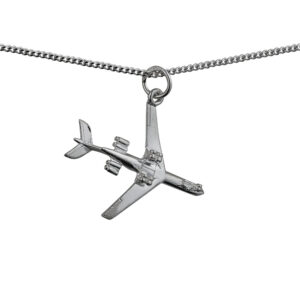 Silver 24x29mm Aeroplane Pendant with a 1.3mm wide curb Chain 24 inches