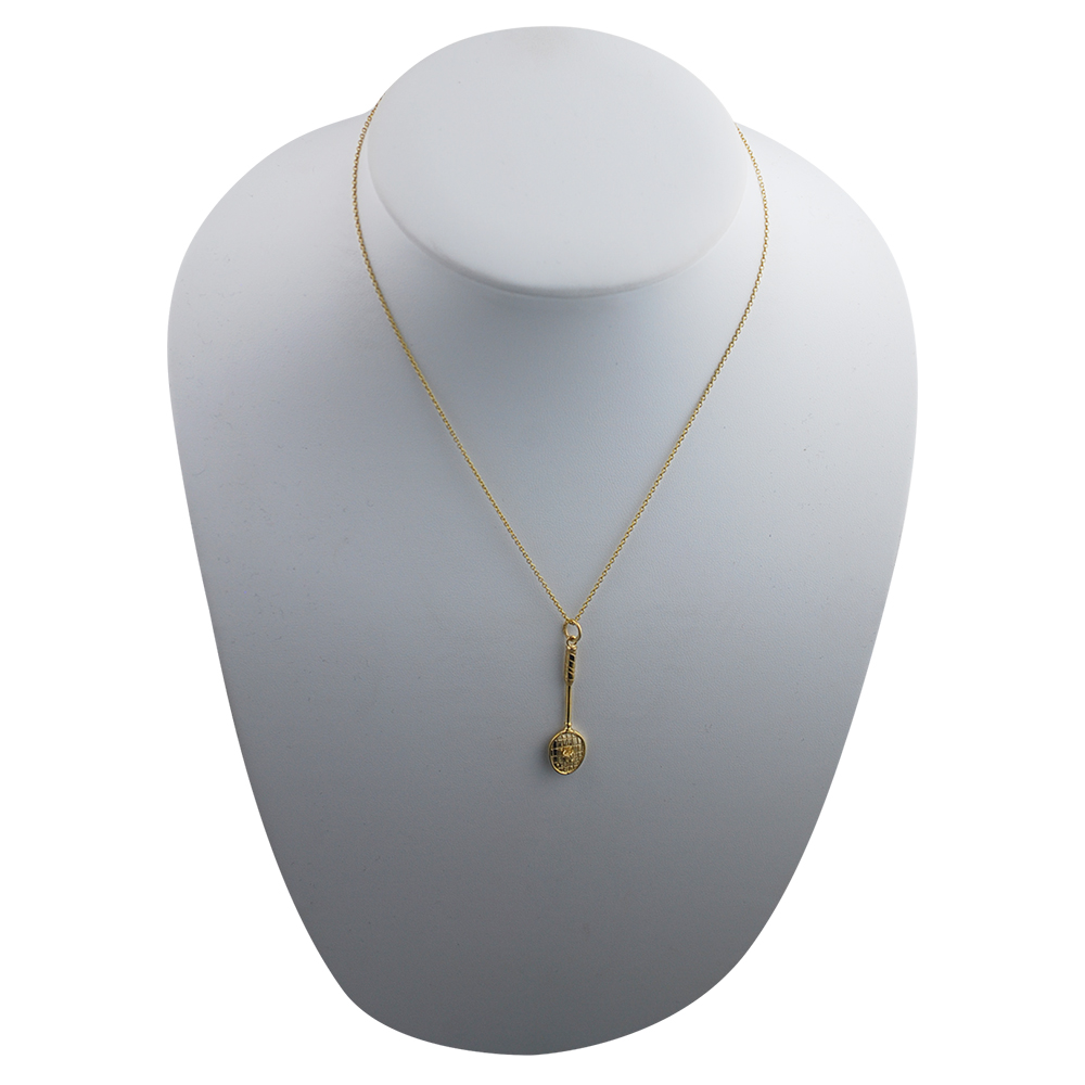 9ct Gold 36x11mm Badminton Racket and Shuttlecock Pendant with a 1.1mm wide cable Chain 16 inches Only Suitable for Children - Image 3
