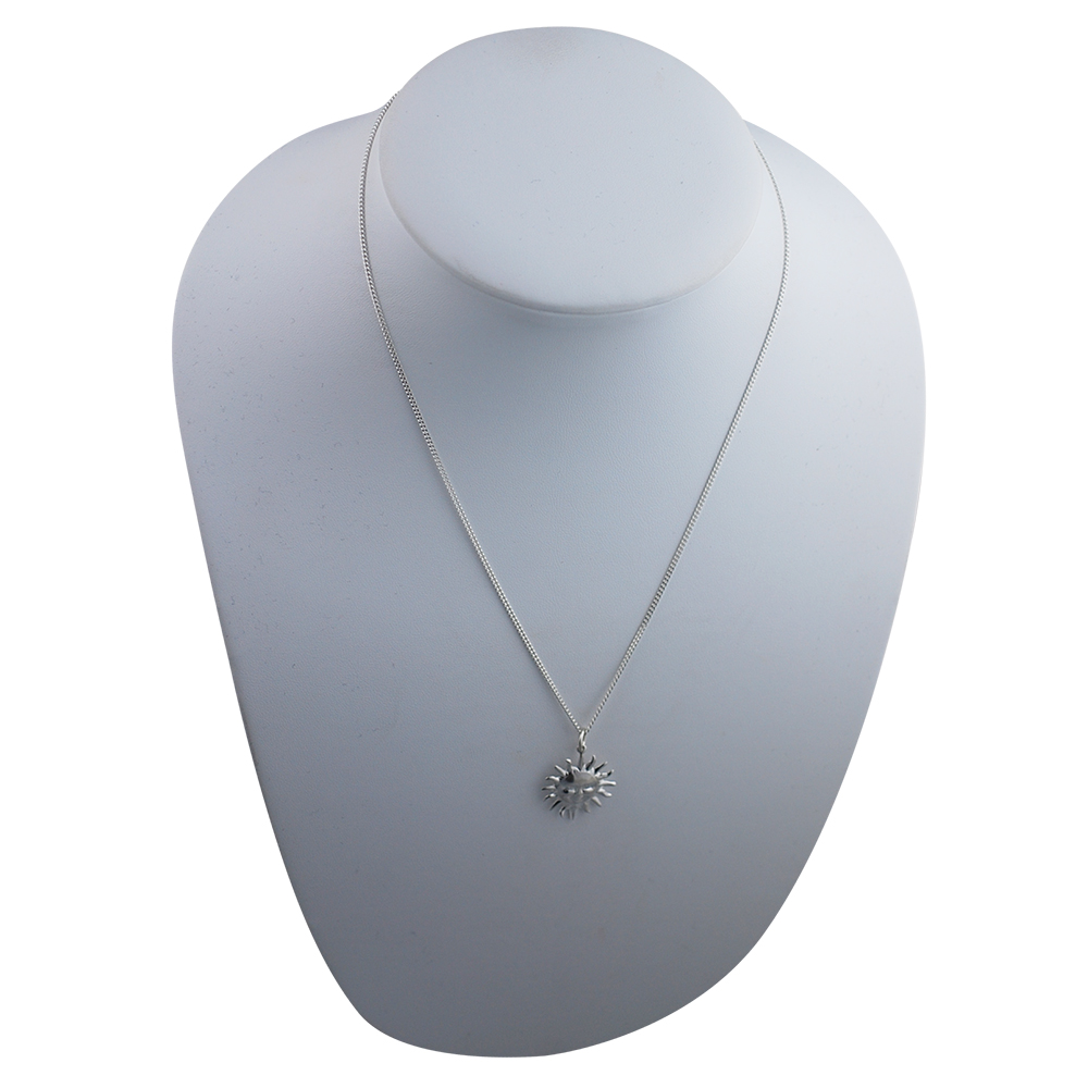 Silver 21mm Full Sun Pendant with a 1.3mm wide curb Chain 18 inches - Image 4