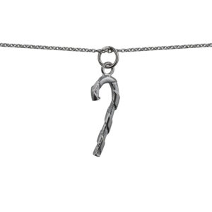 Silver 22x9mm Candy Cane Pendant with a 1mm wide rolo Chain