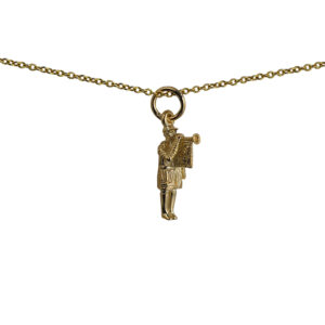9ct Gold 16x7mm Herald with Trumpet Pendant with a 1.1mm wide cable Chain