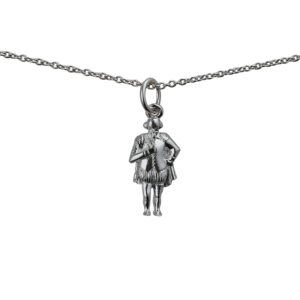 Silver 17x9mm William Shakespeare Pendant with a 1mm wide rolo Chain 16 inches Only Suitable for Children