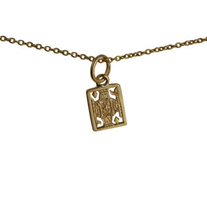 9ct Gold 11x9mm King of Diamonds Playing Card Pendant with a 1.1mm wide cable Chain 20 inches