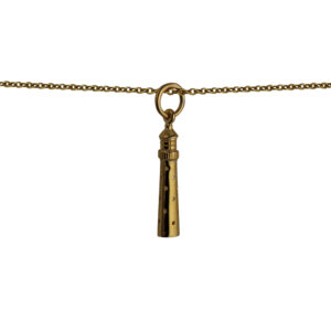 9ct Gold 14x5mm Lighthouse Pendant with a 1.1mm wide cable Chain