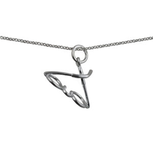 Silver 21x20mm Glasses / Spectacles Pendant with a 1mm wide rolo Chain 18 inches