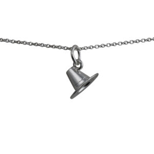 Silver 7x12mm Pilgrim Hat Pendant with a 1mm wide rolo Chain 24 inches