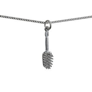Silver 23x7mm Hairbrush Pendant with a 1.3mm wide curb Chain 24 inches