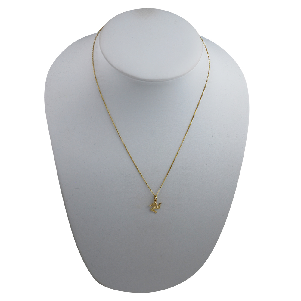 9ct Gold 13x13mm Isle of Man Legs Pendant with a 1.1mm wide cable Chain 18 inches - Image 3