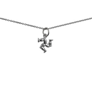 Silver 12x12mm Isle of Man Legs Pendant with a 1mm wide rolo Chain