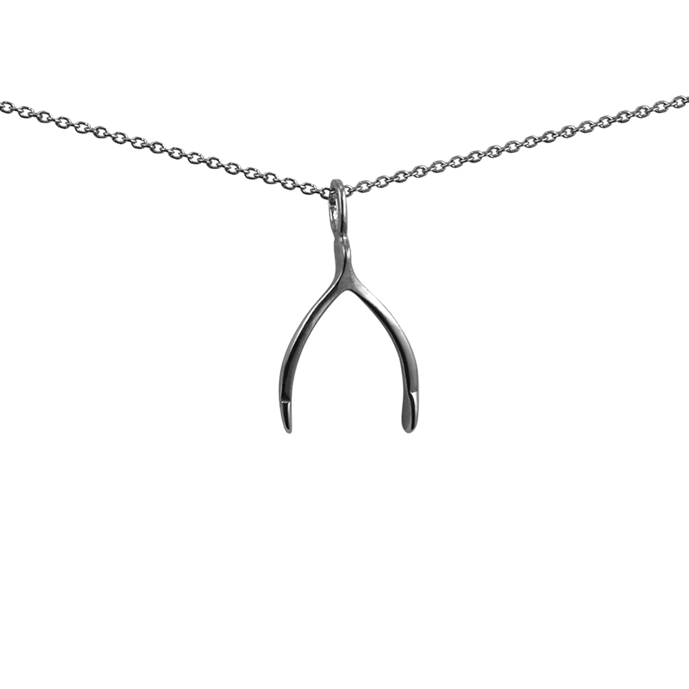 Silver 20x13mm Wishbone Pendant with a 1mm wide rolo Chain 16 inches Only Suitable for Children - Image 2