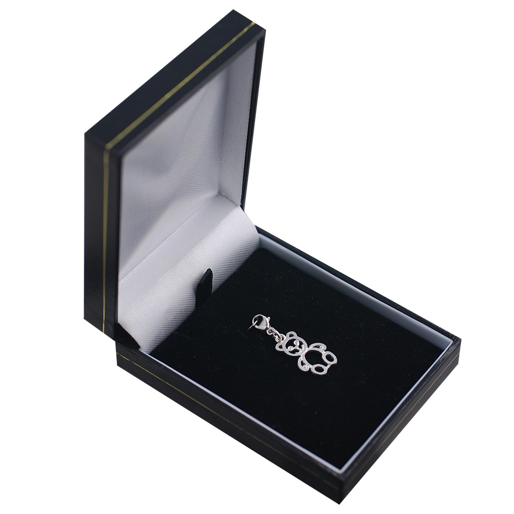 Silver 21x12mm pierced Teddy Bear Charm with a lobster catch - Image 2