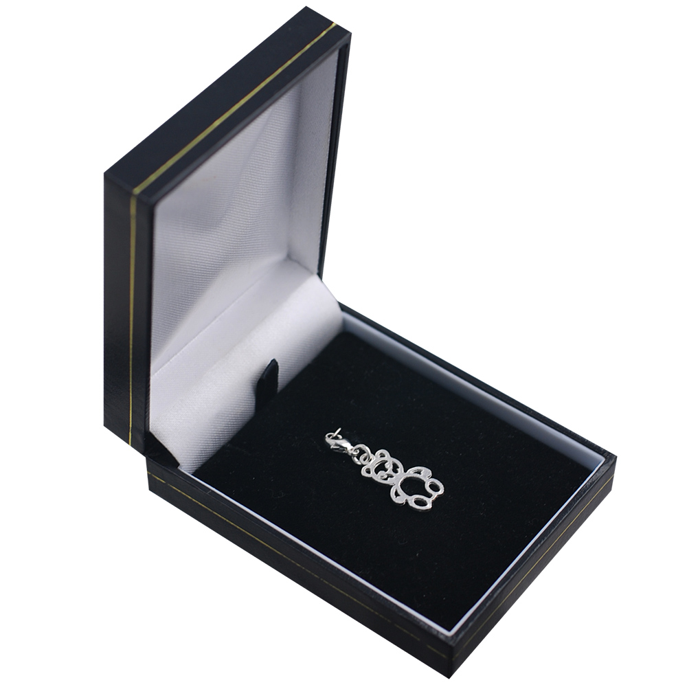 Silver 21x12mm pierced Teddy Bear Charm with a lobster catch - Image 3