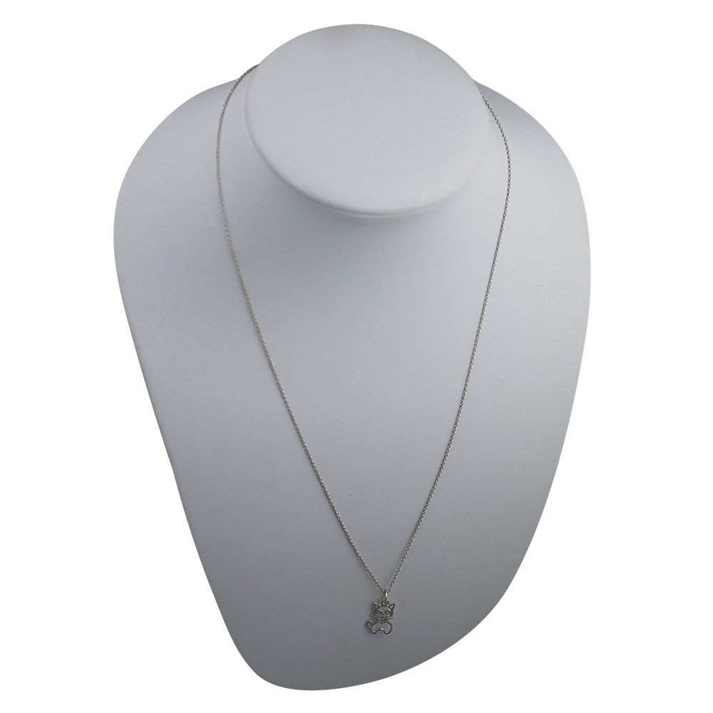 Silver 17x12mm pierced sitting Cat Pendant with a 1mm wide rolo Chain 22 inches - Image 4