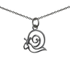 Silver 15x17mm pierced Snail Pendant with a 1mm wide rolo Chain 14 inches Only Suitable for Children