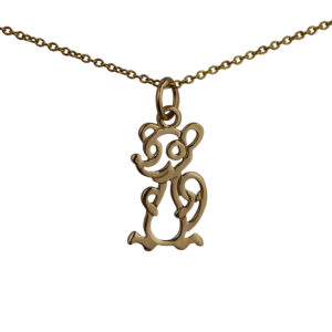 9ct Gold 18x11mm pierced Mouse Pendant with a 1.1mm wide cable Chain