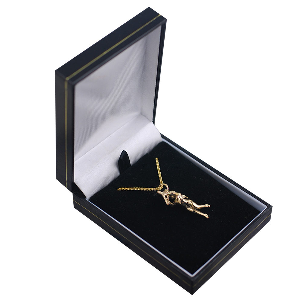 9ct Gold 29x15mm solid Cupid Pendant with a 1.1mm wide spiga Chain 20 inches - Image 2