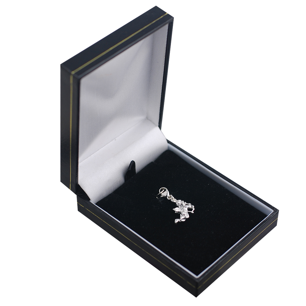 Silver 15x13mm solid Cupid Charm with a lobster catch - Image 2
