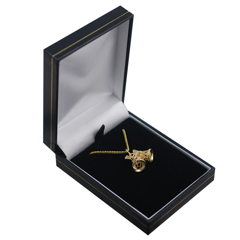 9ct Gold 21x19mm Wedding Bells Pendant with a 1.1mm wide spiga Chain 24 inches - Image 2
