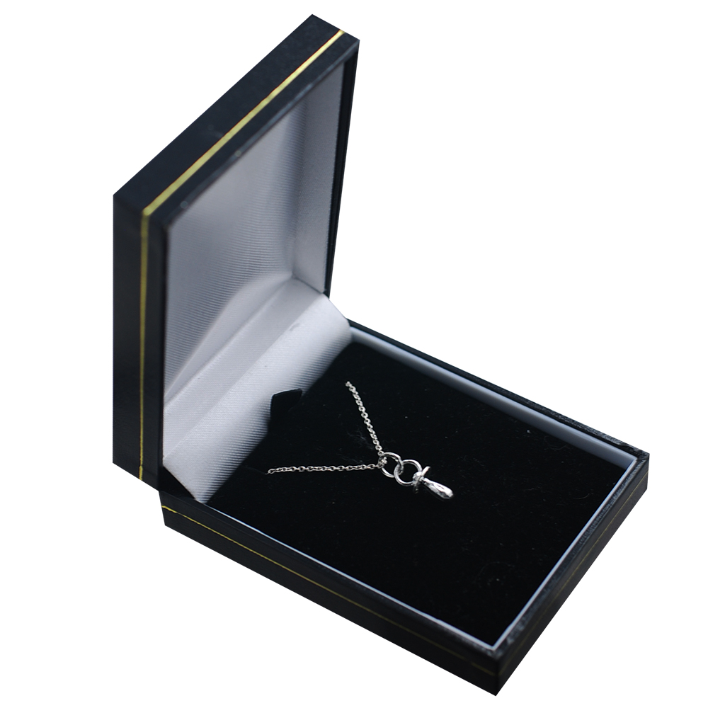Silver 14x6mm Babies Dummy Pendant with a 1mm wide rolo Chain 22 inches - Image 3