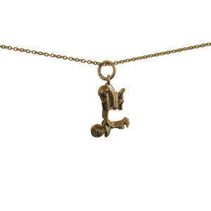 9ct Gold 17x12mm Scooter Pendant with a 1.1mm wide cable Chain 20 inches