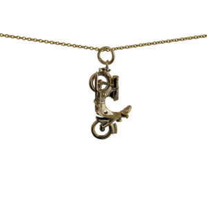 9ct Gold 25x14mm Honda Motorbike Pendant with a 1.1mm wide cable Chain